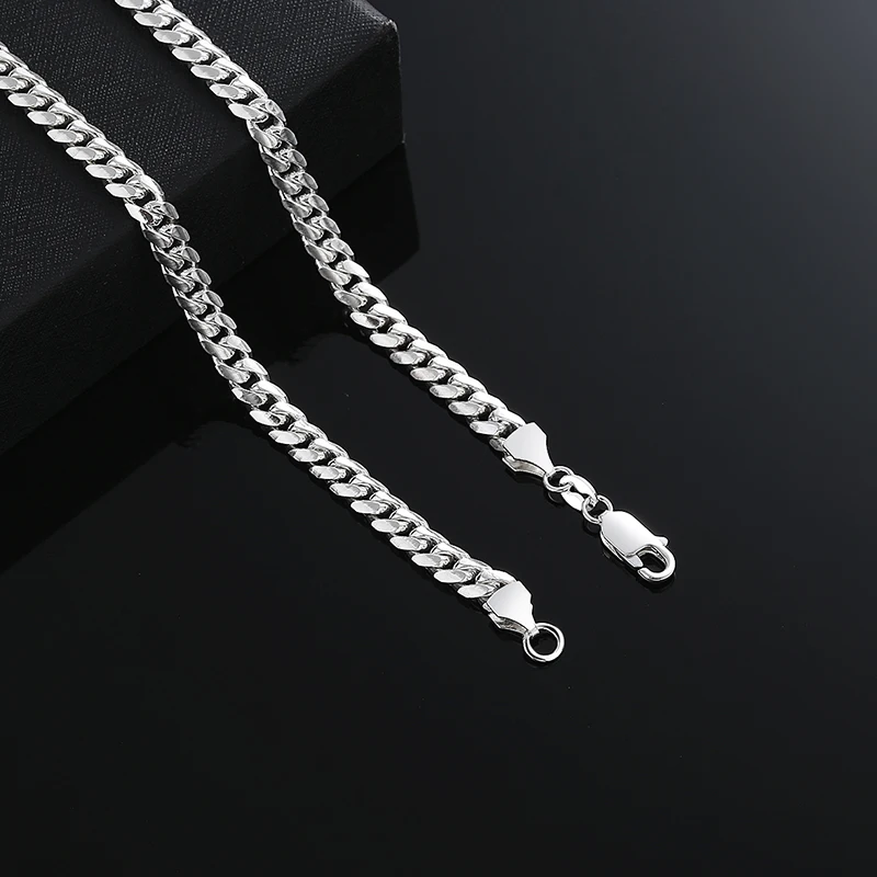 Factory wholesale 5mm cuban link chain 925 sterling silver for men sterling silver chain necklace