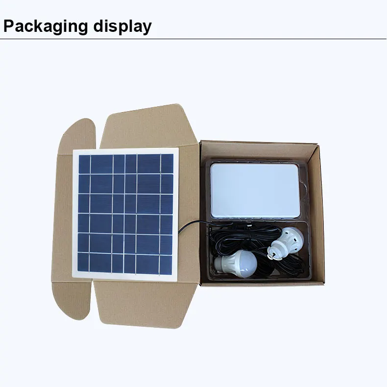 6V5W industrial portable solar energy system mini solar panel led light with 2pcs led light USB DC solar charge power bank
