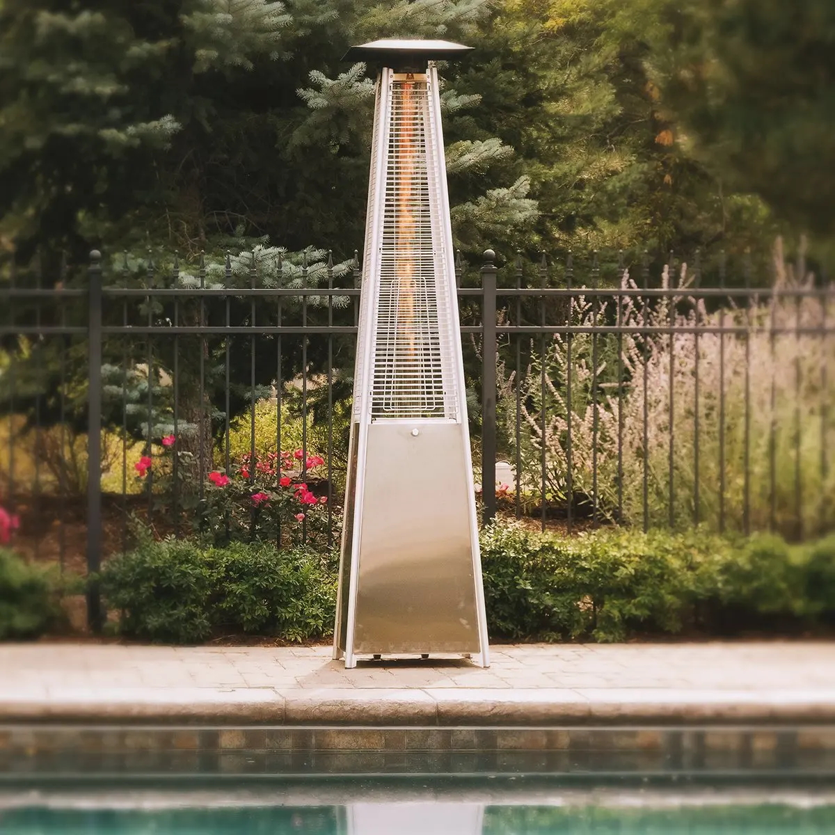 Customizable Multi Purpose Pyramid Tower Standing Outdoor Garden Patio Flame Gas Heater