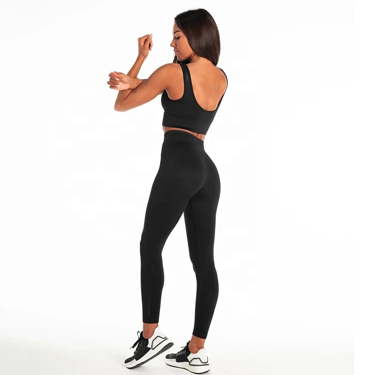 Которая контролирует живот для женщин высокое качество тренировки Черные Бесшовные Леггинсы для йоги