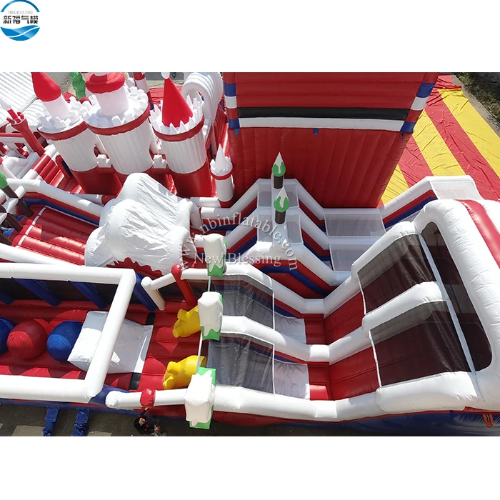 indoor inflatable Christmas Santa Claus theme park, outdoor inflatable amusement park equipment, inflatable game park for sale
