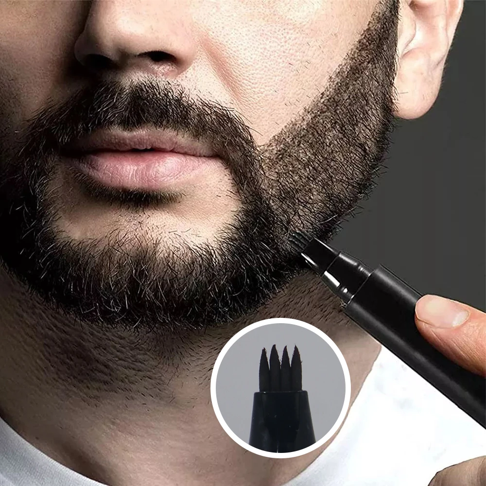 High Quality Waterproof Proof Long Lasting Natural Finish Barber Pencil and Brush Kit Male Mustache Repair Beard Filling Pen