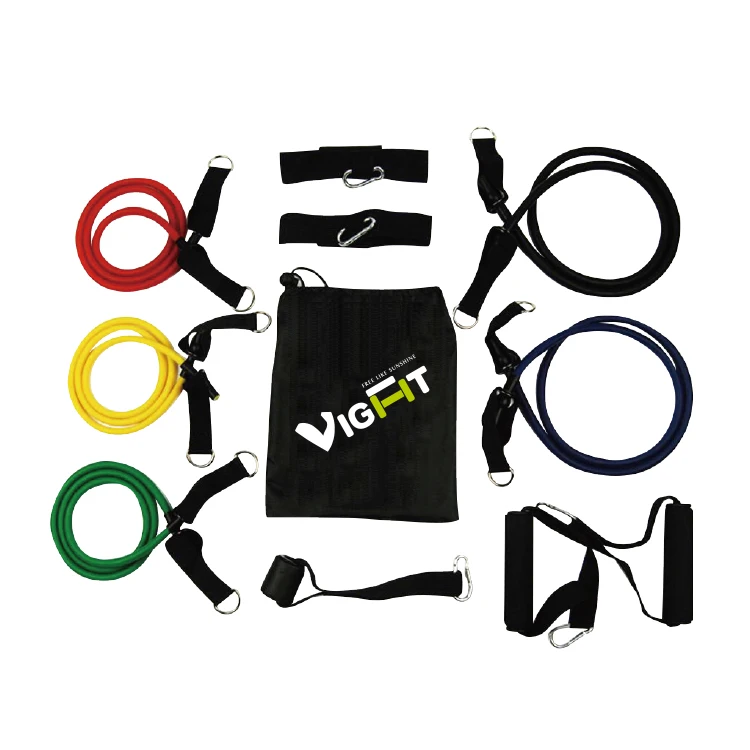 High quality TPR 100LBS resistance bands  tube  set 11pcs elastic bands fitness set