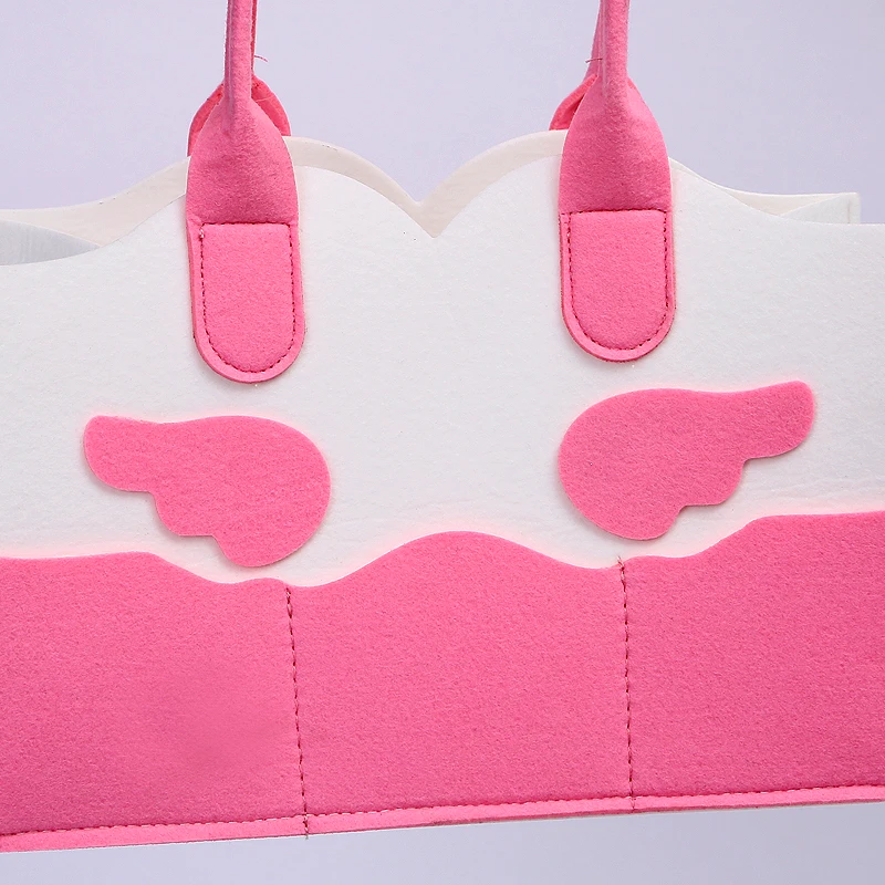 Custom logo felt storage handbags organizer children tote bag with cartoon
