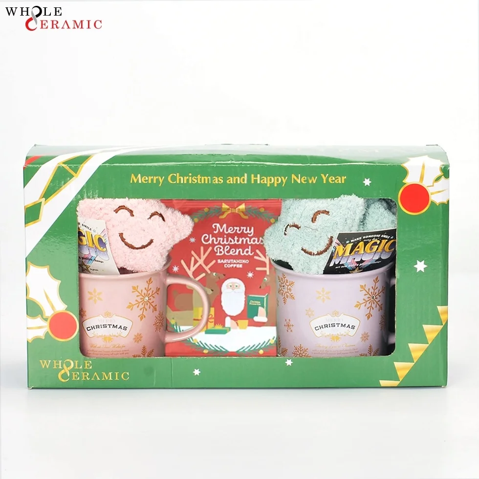 Снеговик Санта подарок рождественские украшения поставка штабелируемые дешевые объемные красные эмалированные керамические 3d элегантные золотые кофейные кружки