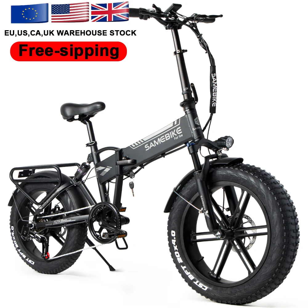 e bike european warehouse free-shipping  20 inch big tire folding fat tire electric bike