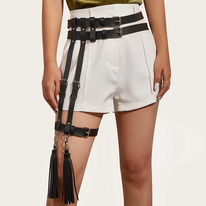 Портупея для ног пояс с бахромой женщин и мужчин меч из искусственной кожи ручной работы бондаж тела сексуальные подтяжки фиксаторы БДСМ