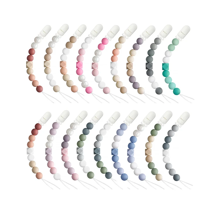 BPA free Silicone Beads Pacifier Clips Holder for Baby Boys and Girls Teething Toys
