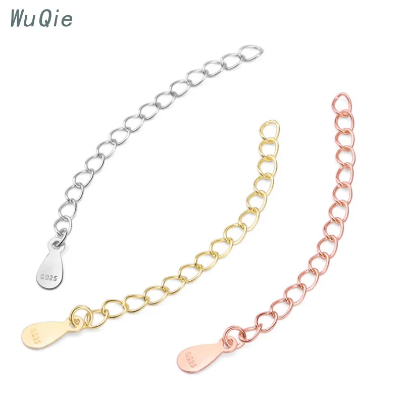 Wuqie Silver Accessories 5cm Tail Chain Extension Chain with Teardrop/Heart for DIY Jewelry Making