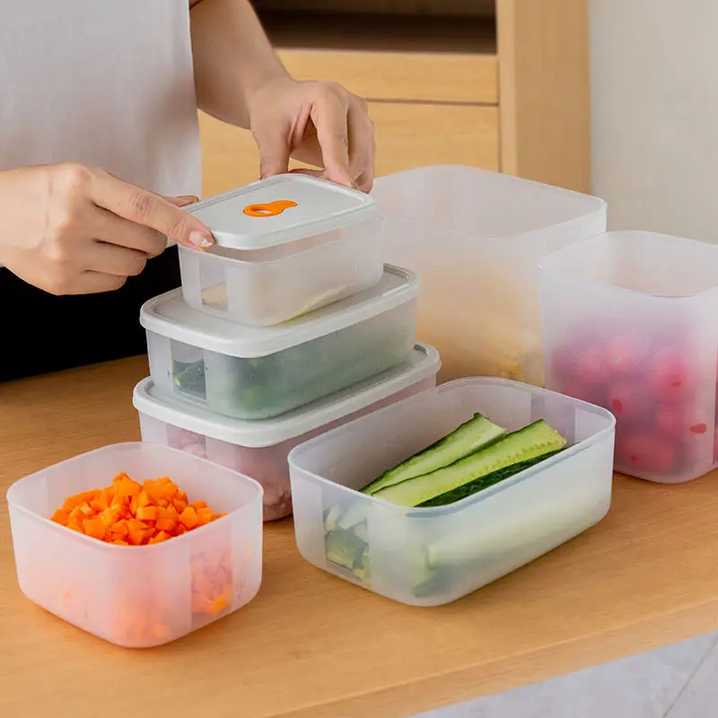 New BPA Free Plastic PP Stackable Food Keeper Storage Container Reusable Vacuum Fridge And Microwave 3 Set Organizer For Kitchen