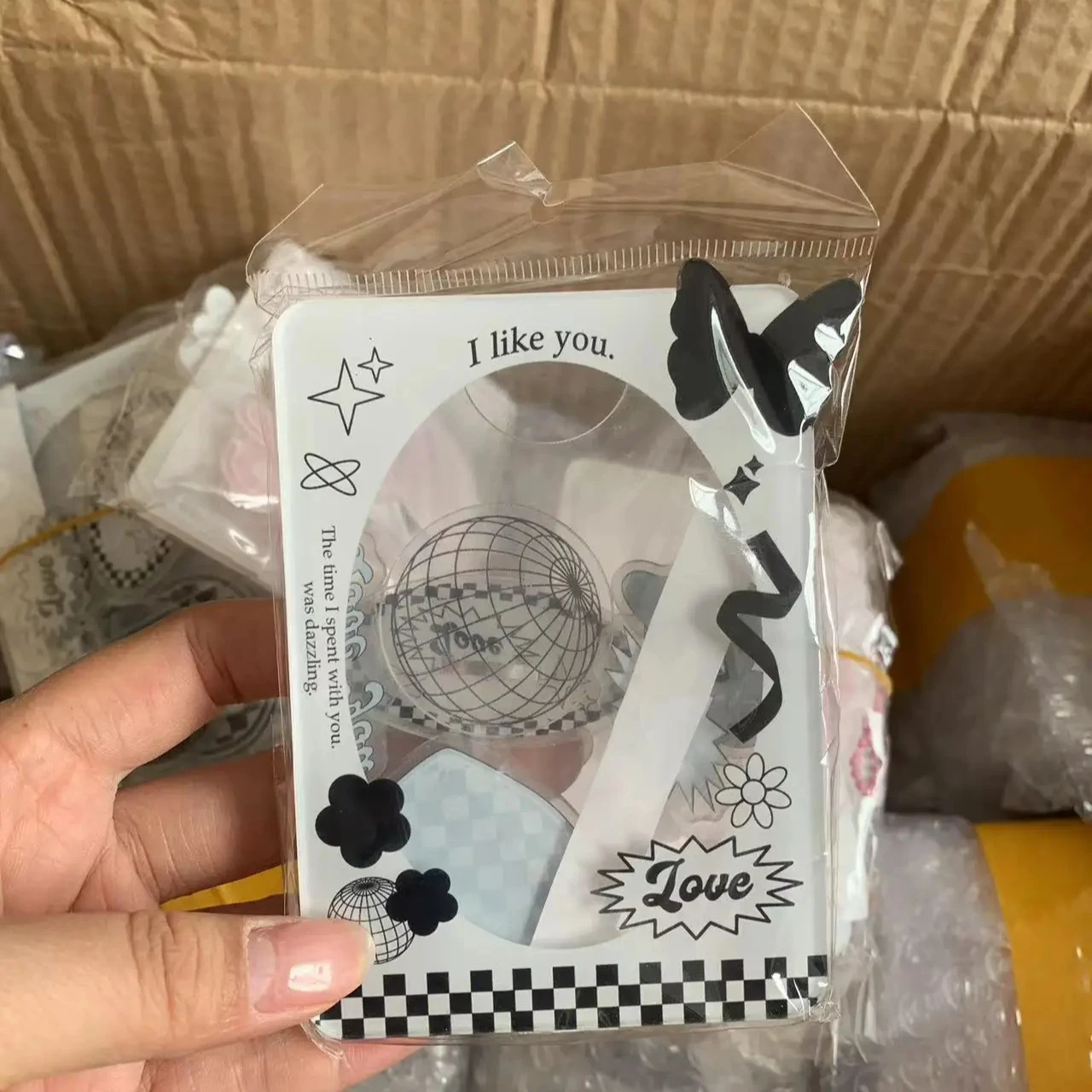 DIY custom acrylic accessories post card holder desktop card holder Lide shoot Kpop protection cardholders with stand