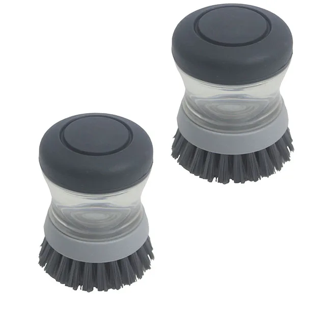 Soap Dispensing Palm Brush Storage Set Kitchen Brush with Holder for Pot Pan Sink Cleaning