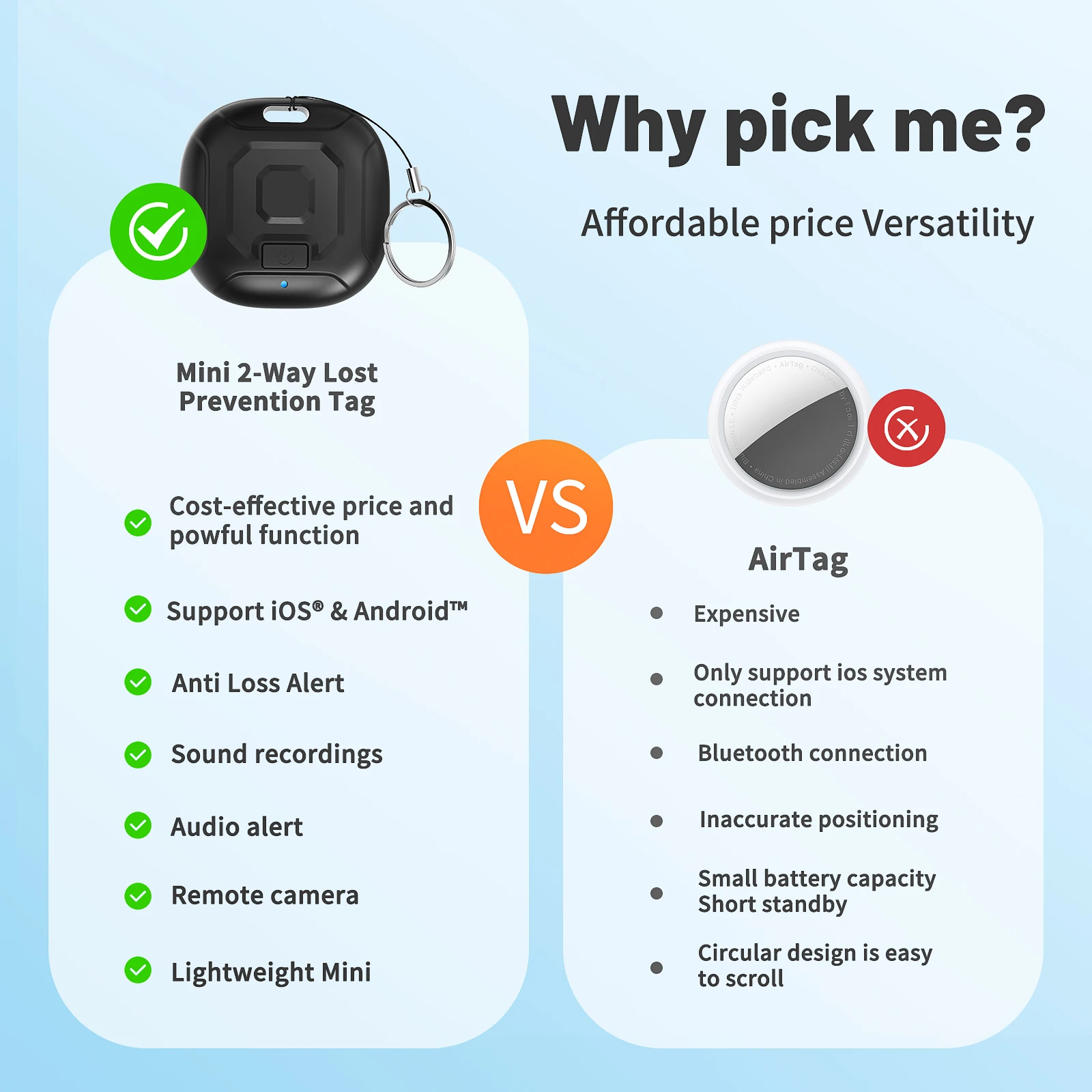 Portable Mini Smart Finder Tag Blue Tooth Tracker Tem Anti-Lost Alarm Locator with Selfie and Recording Function