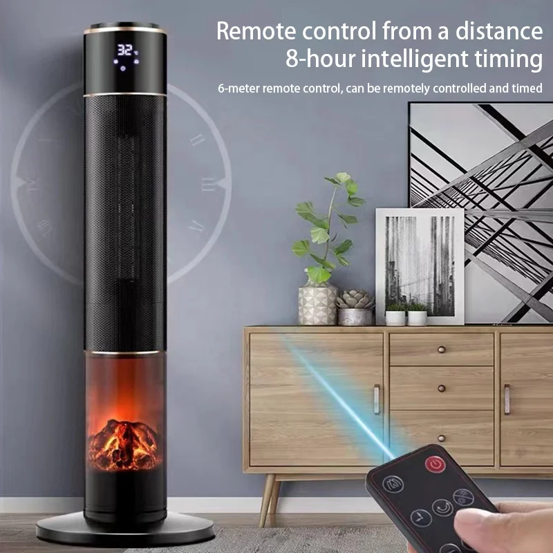 220-240V 50Hz 2000W flame PTC Ceramic two heat settings Fan Heater with 8 hours timer for home