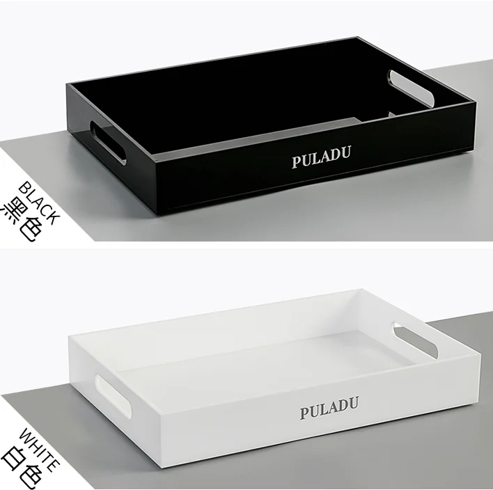 Clear Acrylic Serving Tray Breakfast Handles Decorative Tray Serving Trays Stackable Organizer