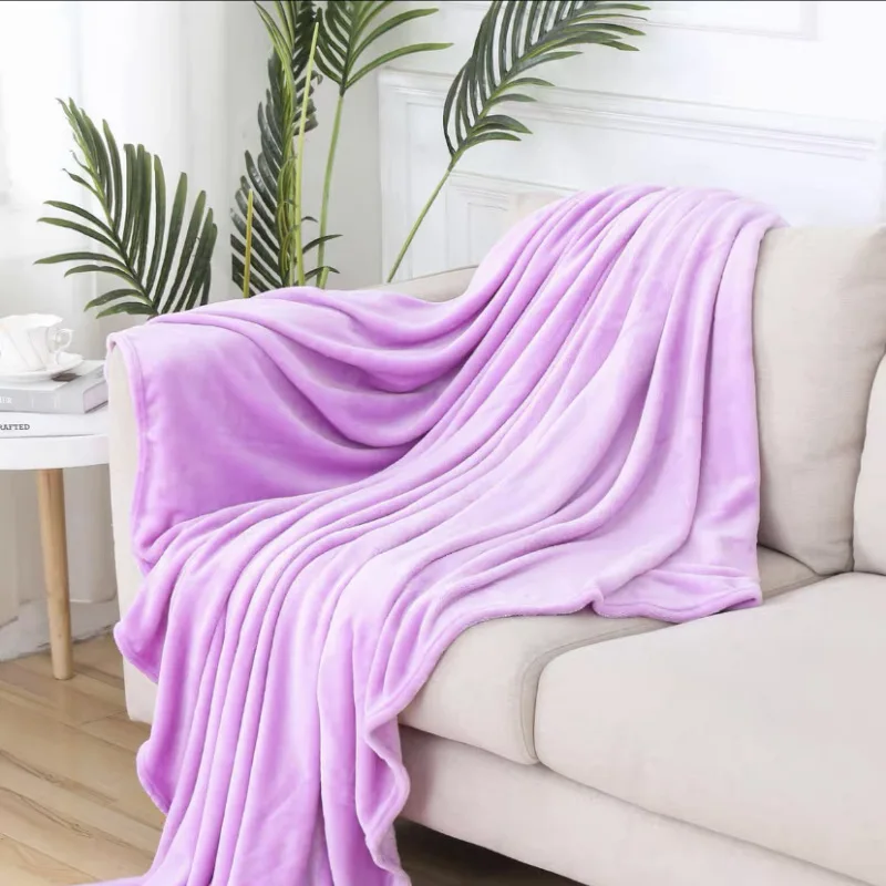 High Quality Super Soft Comfortable Polyester Flannel Blanket Coral Fleece Travel Blanket For Beds Cars