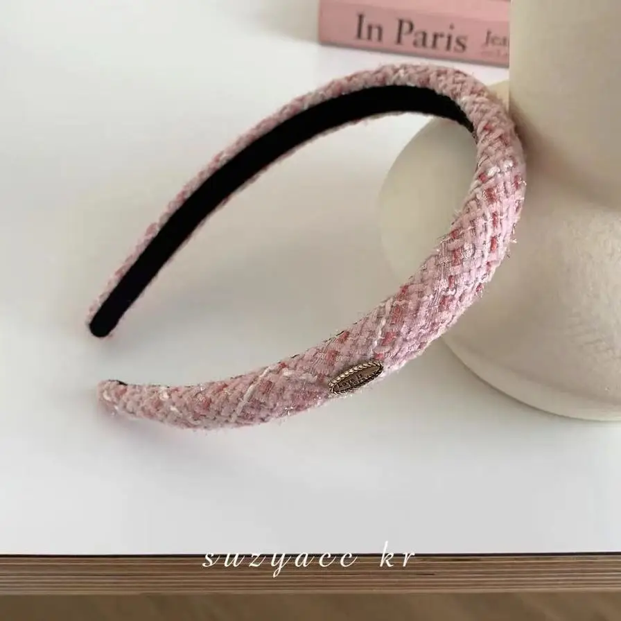 Plaid Knitted Hairbands for Women Fashion Tweed Hair Hoop for Girls fashion personality simplicity