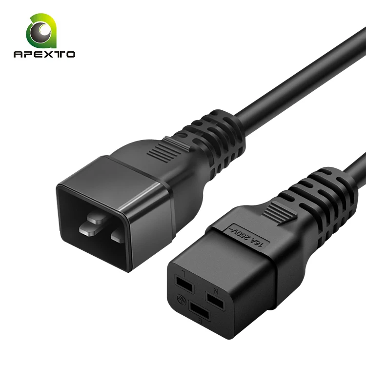 C19-C20 Power Cord 16A 250V 3*2.5mm High Quality C20 Male Plug To C19 Female Socket PDU Server Power Extension Cable