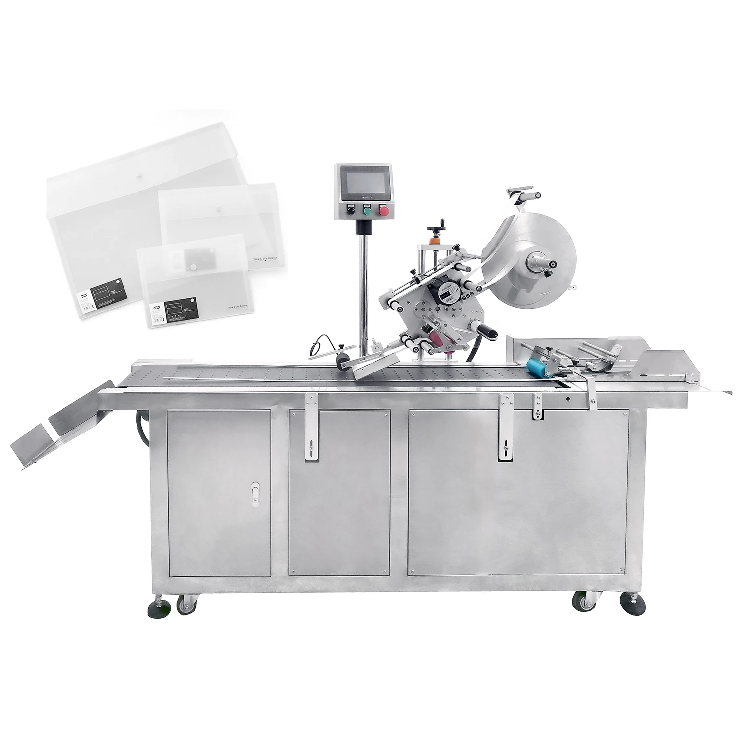 YM210D Automatic Bags Carton Labeler Pouch Box Paging  labeling machine mylar bags Sticker Label Applicator