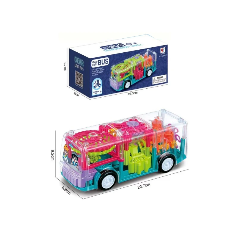 Other transparent gear car electric universal music light simulation model baby kids toy bus