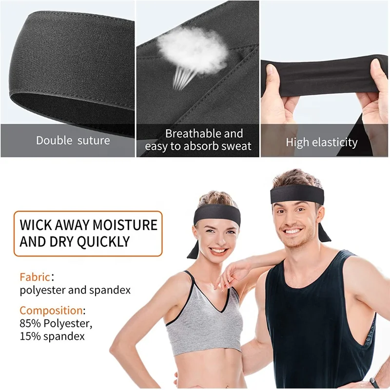 Sport Head Band Gym Running Tennis Football Mesh Fabric Dry Tie  Fit Sweatband Custom Ninja On Headband Printed Logo Basketball