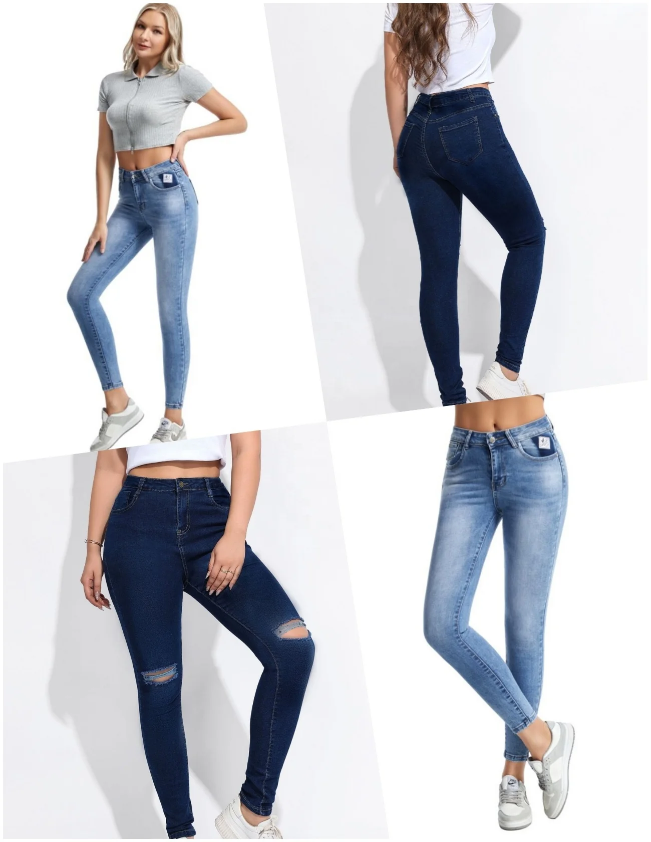 Latest Fashion Liquidation bulk stock lots high waist jeans women ladies butt lift denim jeans women
