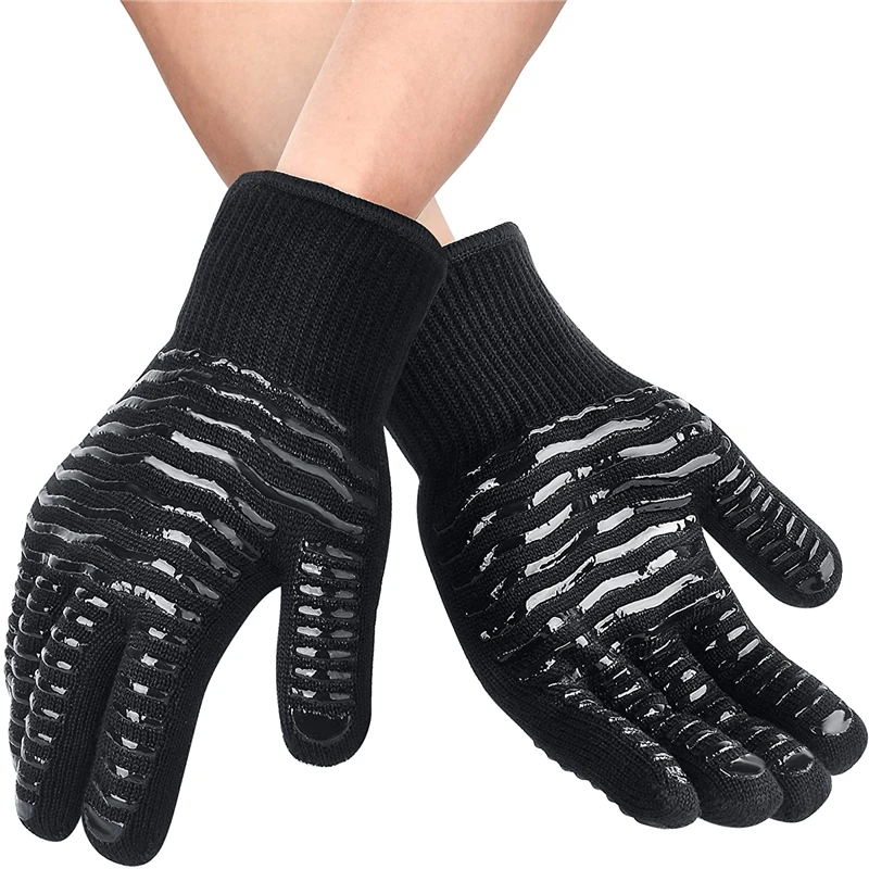 Outdoor camping barbecue gloves non-slip high-resistant microwave oven gloves