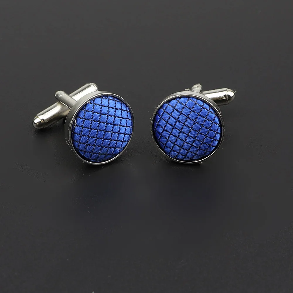 Classic Fashion Dots Solid Polyester Check Design Cufflink For Mens Brand Cuff Buttons Cuff Links High Quality Jewelry