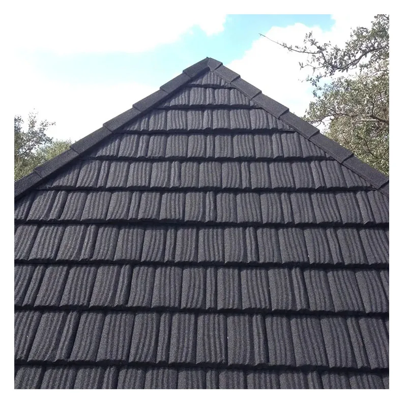 High Quality China Wood Grain & Stone Coated Roofing Tiles Waterproof Metal Tiles for Apartment Plain Roof Application