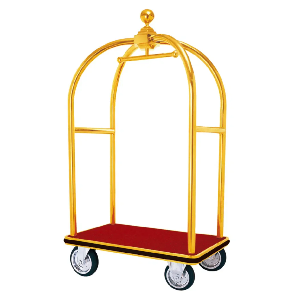 Hotel Lobby Stainless Steel Bellman Trolley Baggage Luggage Cart