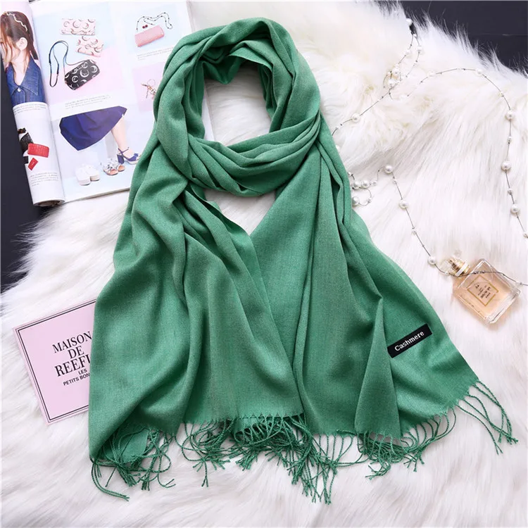 Cashmere Scarves Women Solid Color Long Scarf Tassel Casual Lady Winter Female Shawl Scarf