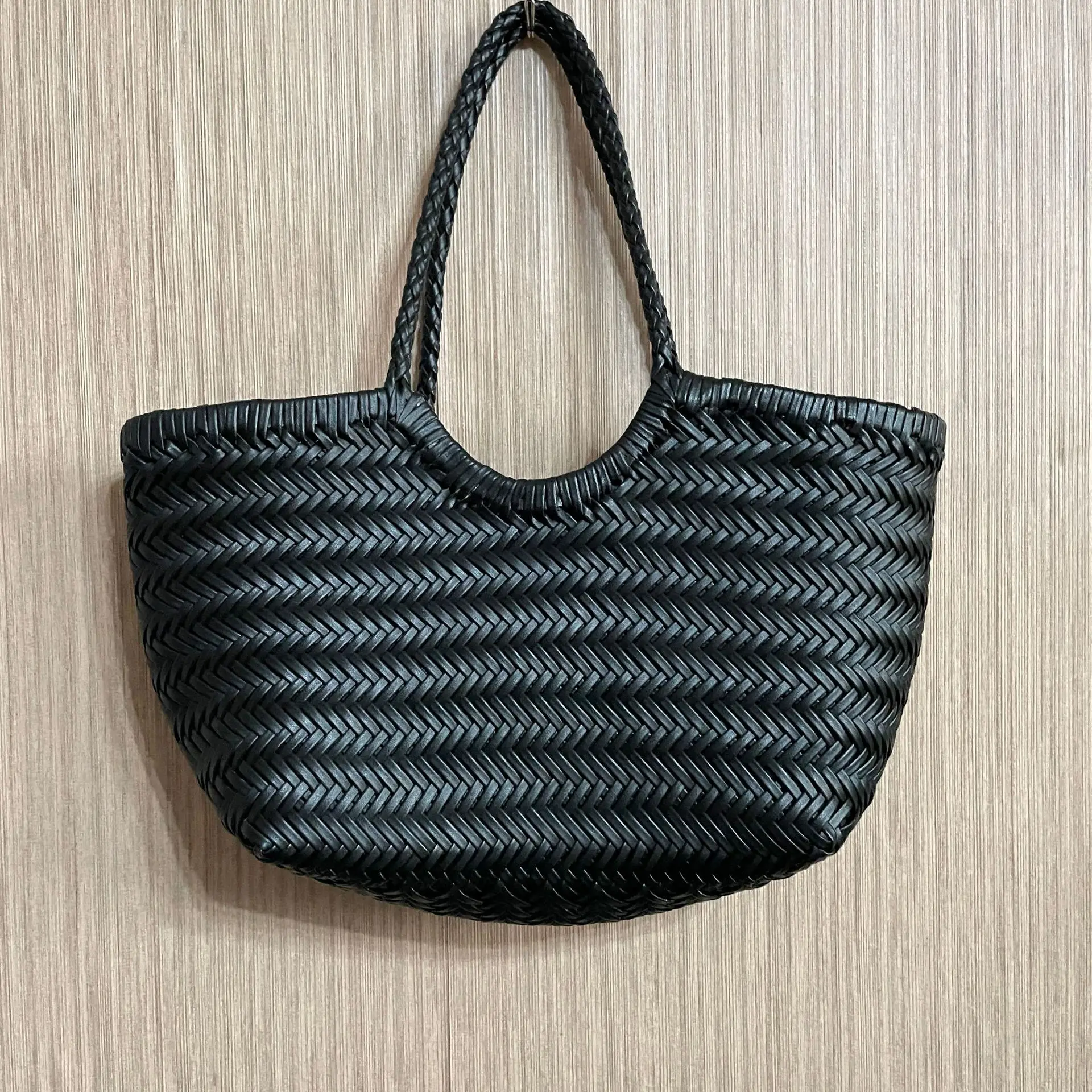 Real cow Leather Weave Tote Bag Large Capacity handbag cowhide woven lady bags genuine leather braided handbags for women
