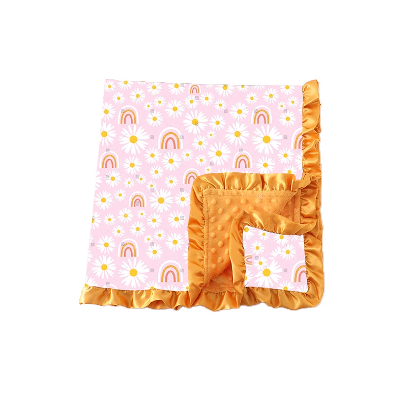 Cow Western Mexican Serape Ruffle Double Layers Minky 90* 110CM Jersey Knitted Baby Blankets organic baby swaddles new style