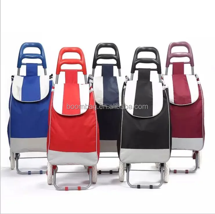 Foldable Supermarket Shopping Trolley Bag with Wheels Vegetable Folding Wheeled Lightweight Shopping Trolley Cart