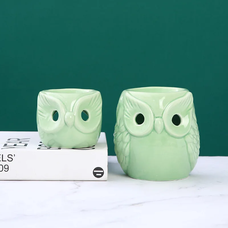 High quality wax melt warmer aroma essential oil ceramic owl design burner