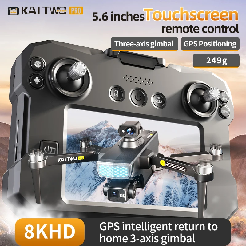 KAI2 Drone 3-Axis PTZ 4K HD Dual Camera GPS 5G WIFI RC FPV Dron Laser 360° Obstacle Avoidance Brushless Motor Quadcopter