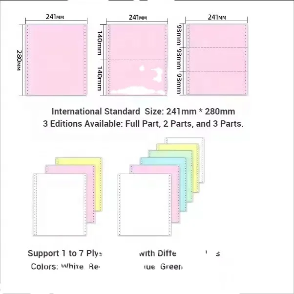 Factory High Quality 3-ply continuous carbonless printing paper Ncr  Carbonless Form Custom Size Logo Blue image Self-Copied