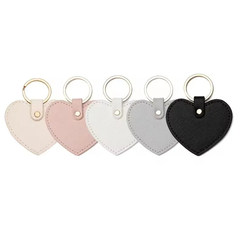 Personalized Leather Cute Heart Keychain Opp Bag Alloy Leather Key Ring Buffalo Charm Custom Logo PU Promotion Gift Pu Leather