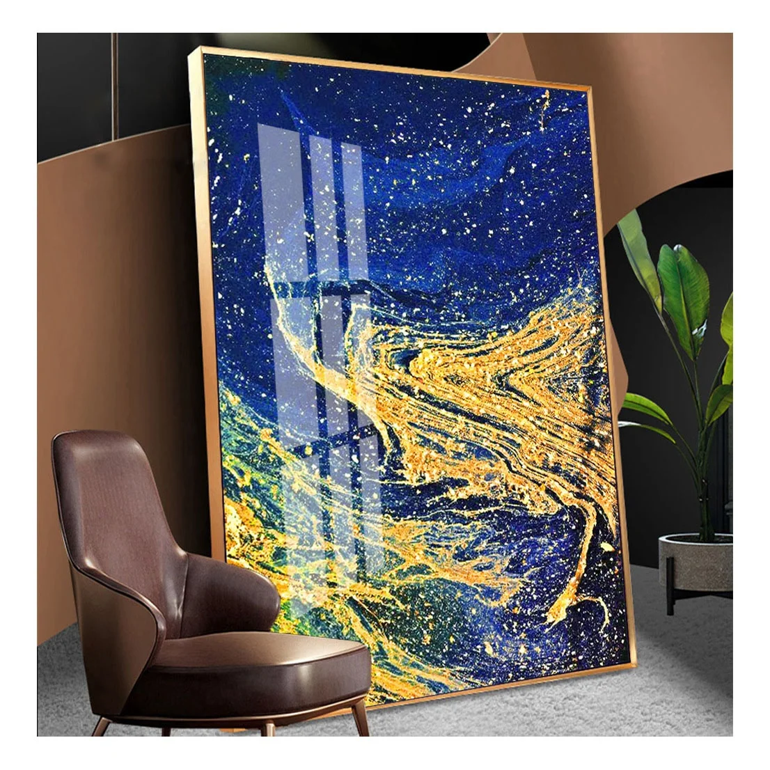 Factory Wholesale Crystal Porcelain Painting Printed Glass Frame Wall Decor Abstract Acrylic Painting Artwork Hot Sale