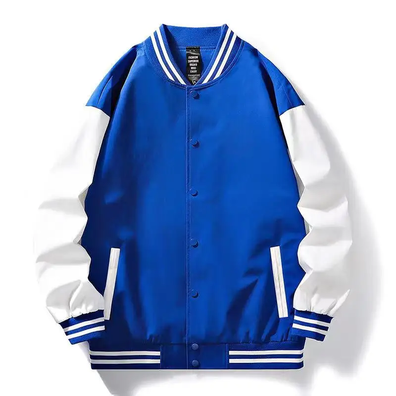 Custom Hot Sell Striped Ribbed Neckline Closure Bomber puffer Jacket Men  Long Sleeves Unisex Sport Wear Jacket