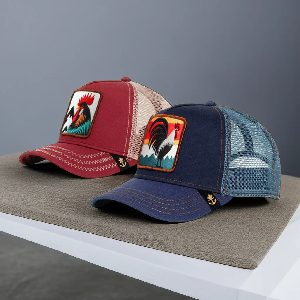 Haixing 2023 New Arrivals Fashion Embroidery Animal Logo Baseball Cap Custom Mesh Foam Cap Trucker Hat