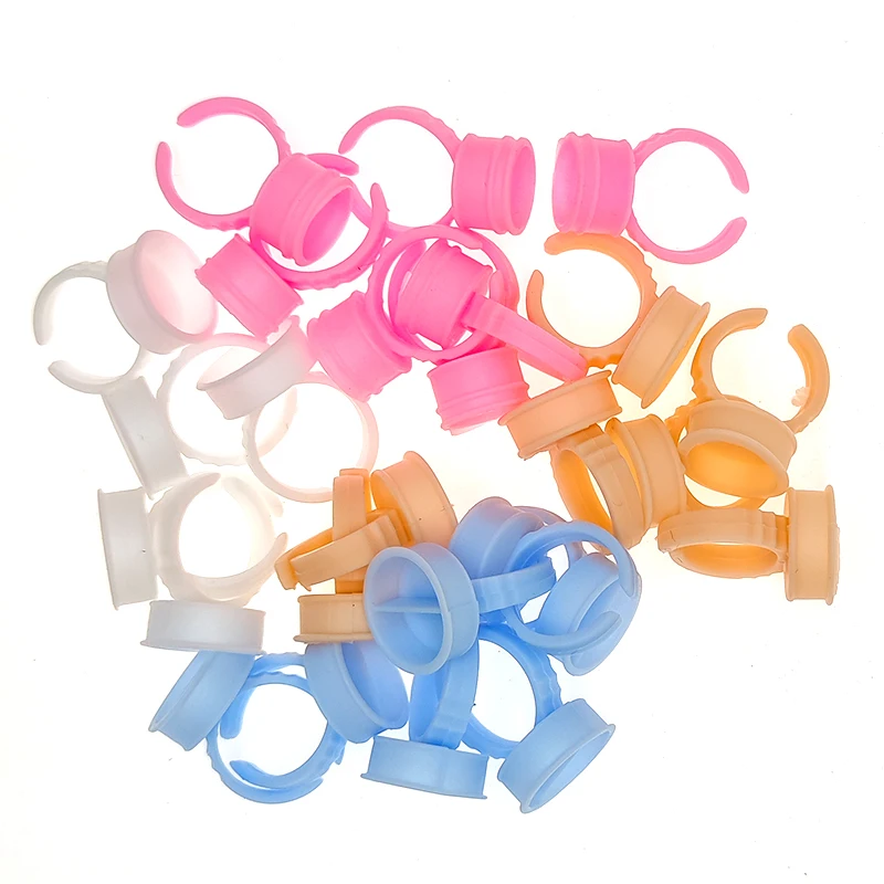 Wholesale Pack White Shape Blooming Plastic Lash Pigment Extension Ink Ring Eyelash Glue Ringcup Holder Disposable Tattoo Cup