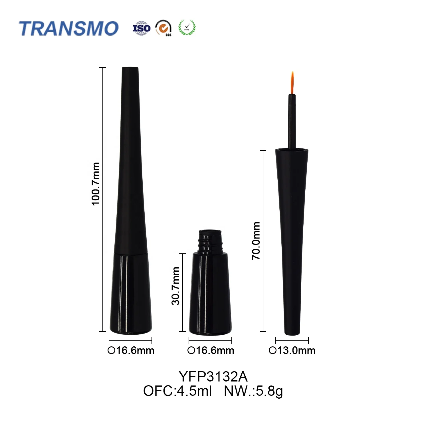 Custom logo eyelash glue serum bottle cone shape eyeliner tube 4.5ml liquid eyeliner bottle