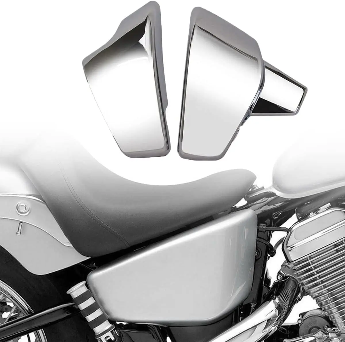 Silver Battery Side Cover Protection Guard Fairing Cover Compatible for Honda Shadow VT600 VLX 600 VLX600 VT600C Deluxe 99-2007