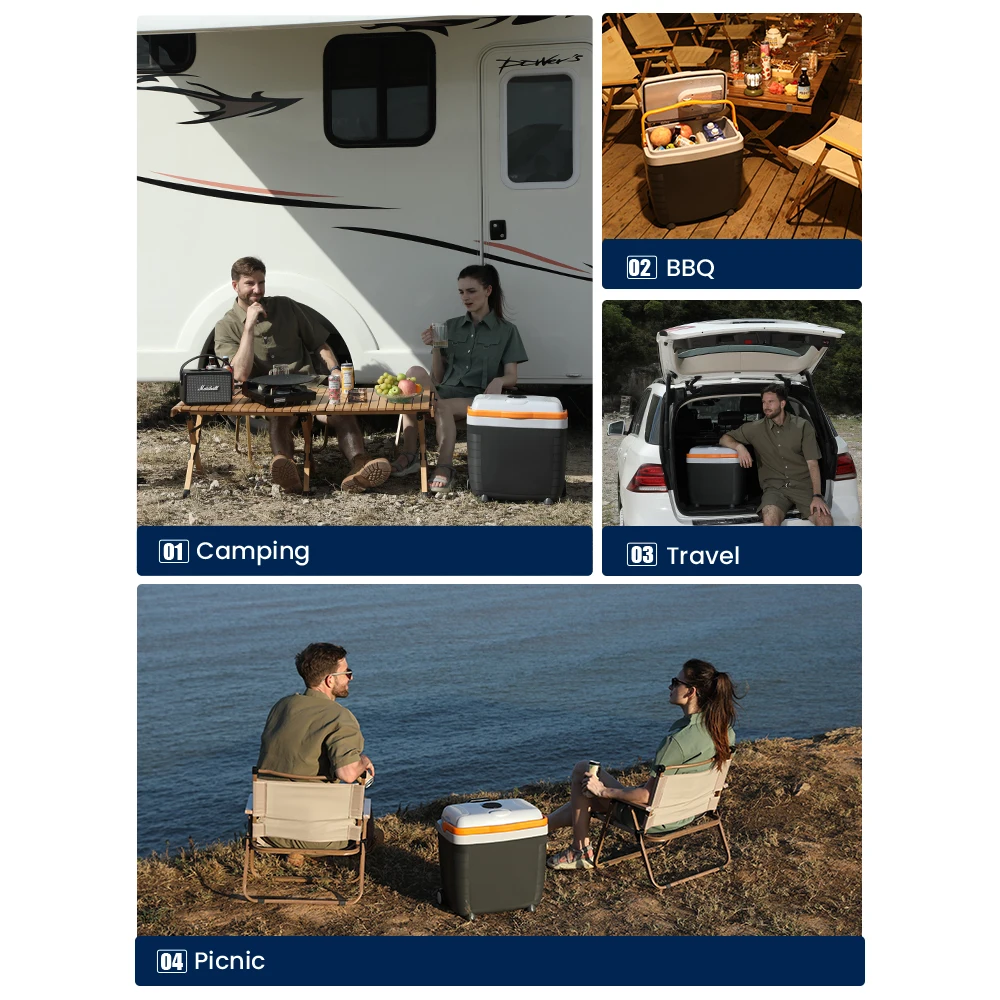 Camping Outdoor Car Fridge Mini Fridge High Grade DC 12V AC110-230V 12v 28L