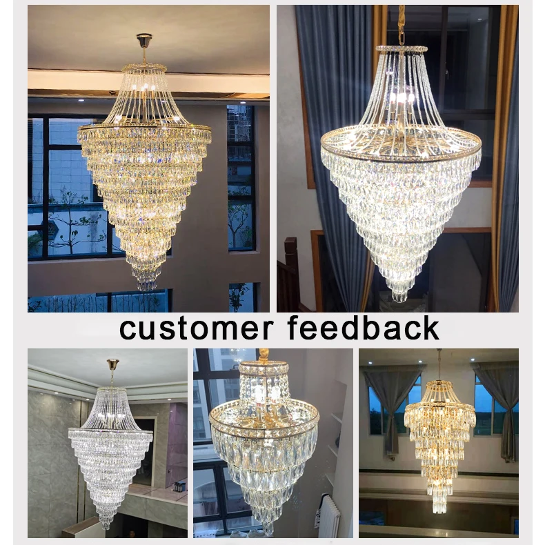High ceiling Long stair big chandelier Lighting Fixture Decorative Hotel Lobby Staircase Villa large Crystal Chandelier Luxury
