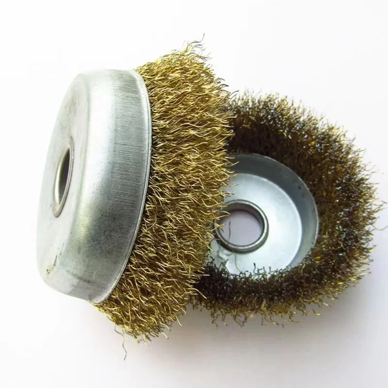 Round Twisted Steel Brush Wire Cleaning Crimping Tools Stainless Spiral Steel Wire Cup Vrushes