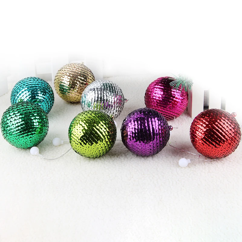 2022 Christmas ball sequin handmade beads ball decorations party decorations Sequin covered 9cm foam ball