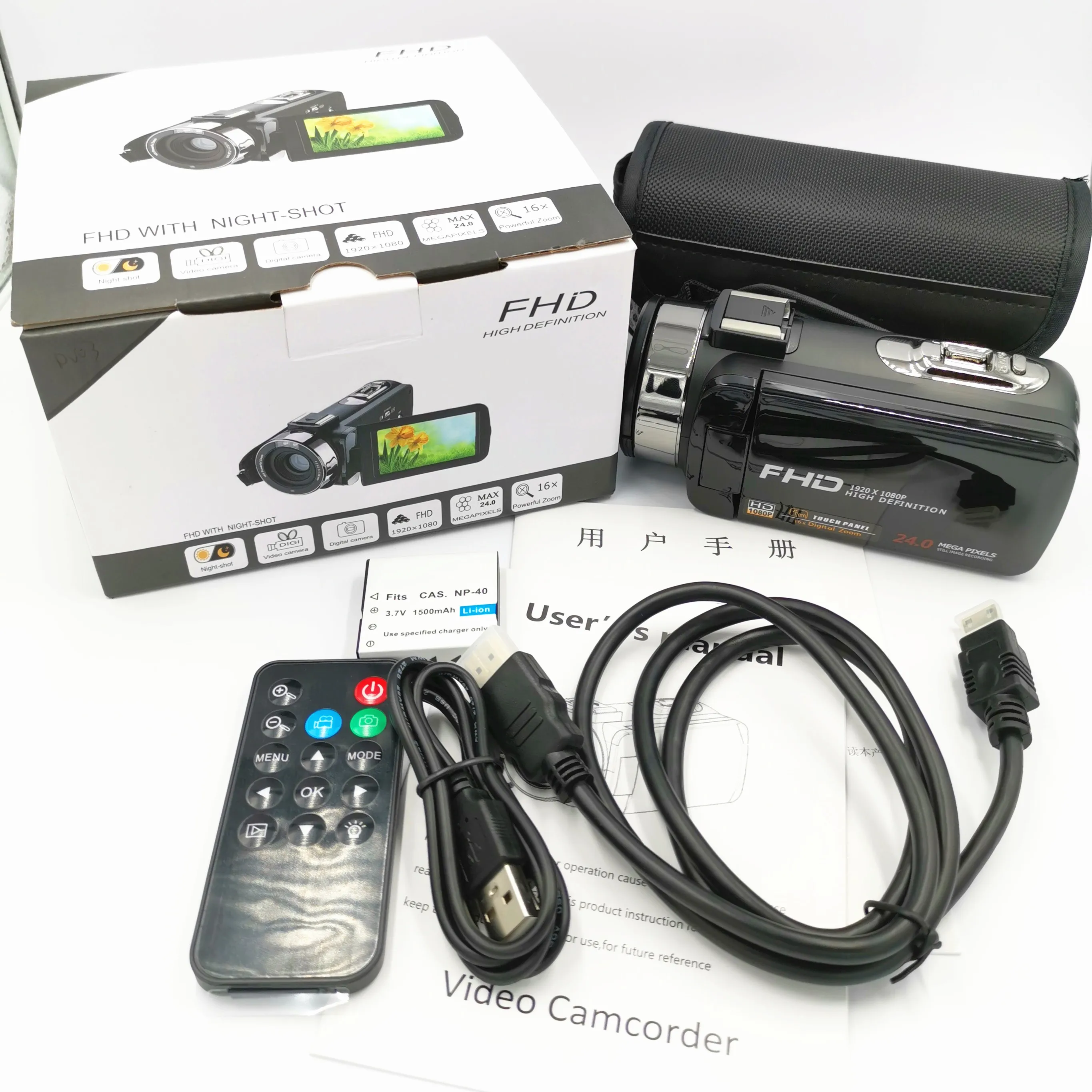 China Professional Digital Full HD 1080P Video Camera Cheap Digital Camcorder with 24.0Mega Pixels 3.0inch LED Screen