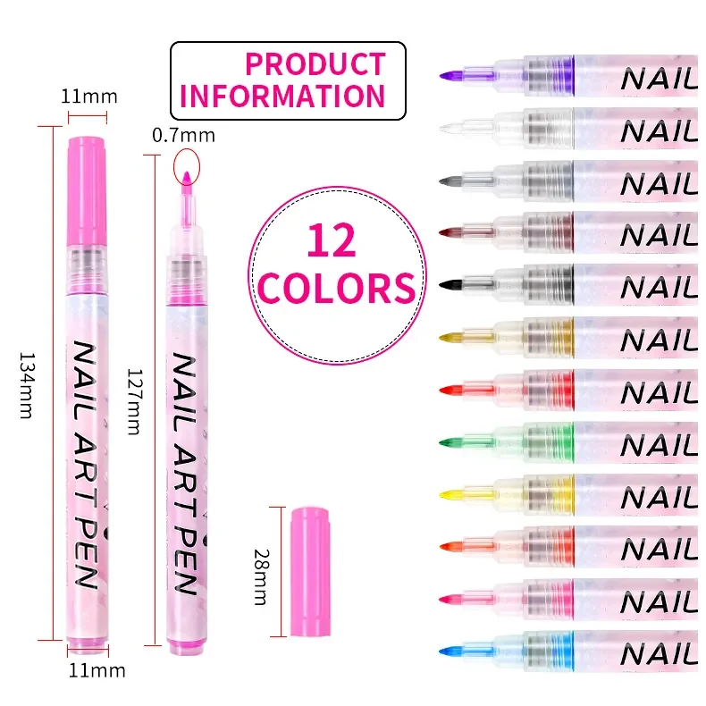 New 0.5mm Nail Manicure Tools Plastic Waterproof Painting Liner Oily Brush White Marker Pen Nail Art Graffiti Pen Gel Pencil